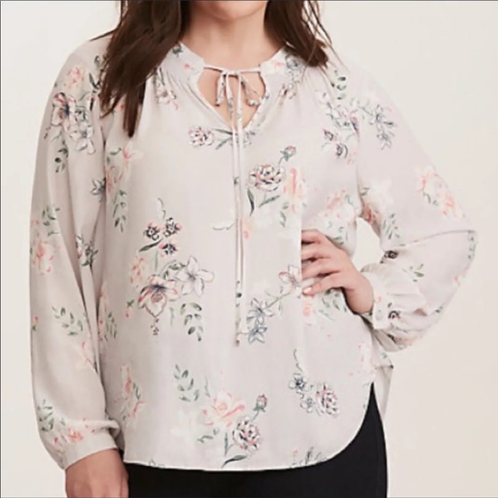 Torrid Size 1 Floral Long Sleeve Blouse